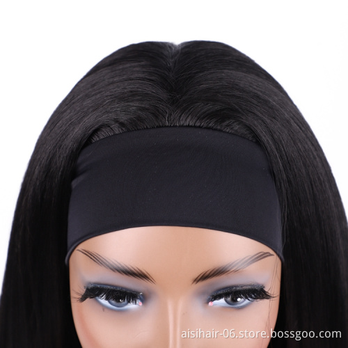 Wholesale cheap straight long wave 28inch brazillian attached good grip hair accessories synthetic headband wigs for black women
